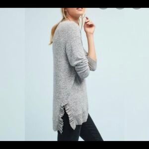 Postmark | Anthropologie ruffle slit grey sweater